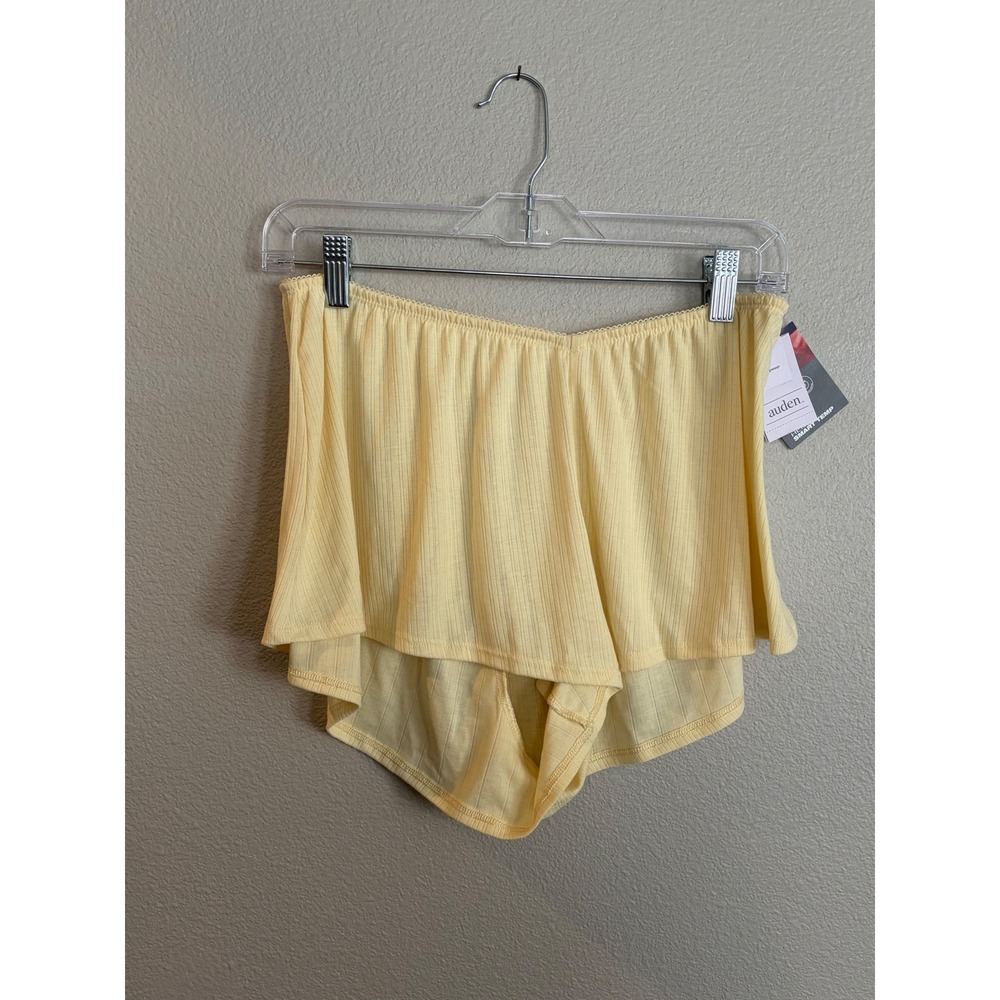 Auden Womens Micro Ribbed Sleep Shorts Yellow Smart Temp Pajama Bottoms Size M